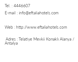 Eftalia Resort Hotel iletiim bilgileri
